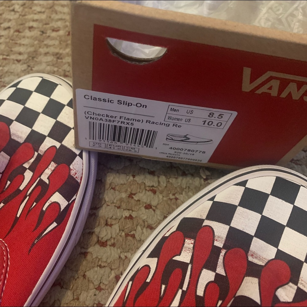 Flame vans slip ons